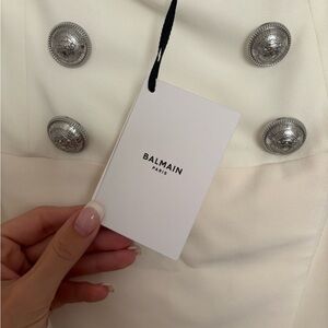 NWT Balmain Cream Skirt with Silver Buttons